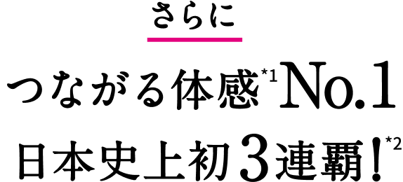 さらにつながる体感*1No.1 日本史上初3連覇！*2