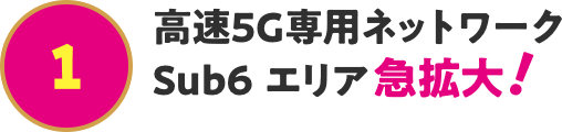 高速5G専用ネットワークSub6 エリア急拡大！