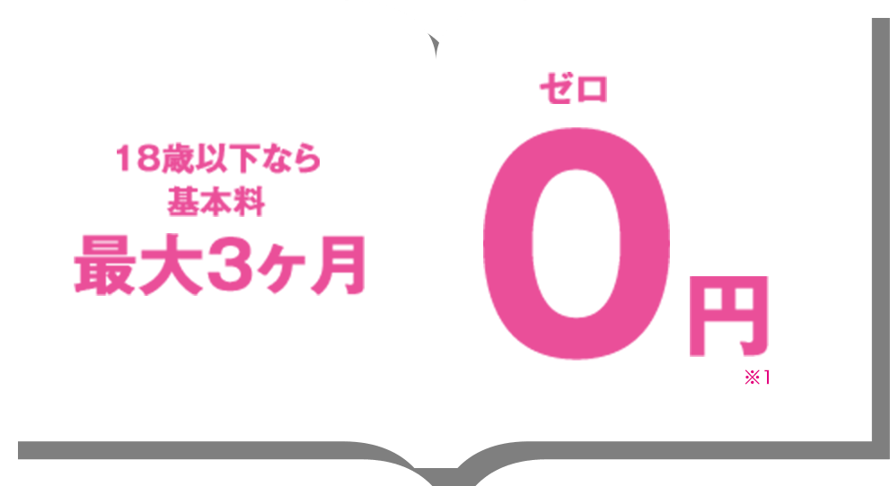 18歳以下なら基本料　18歳以下なら基本料　0円　※1