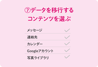 ⑦データを移行するコンテンツを選ぶ
