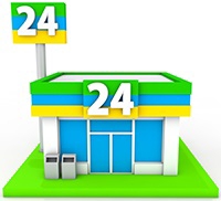 24時間マークのコンビニのイメージ