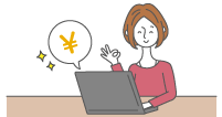 ノートPCを開いた女性のイメージ