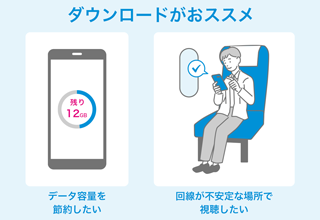 ダウンロードがおススメ データ容量を節約したい 回線が不安定な場所で視聴したい