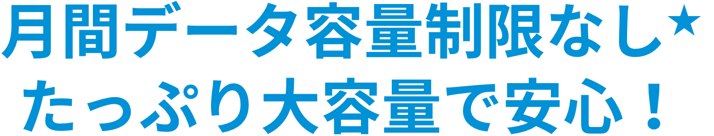 月間データ容量制限なしたっぷり大容量で安心！